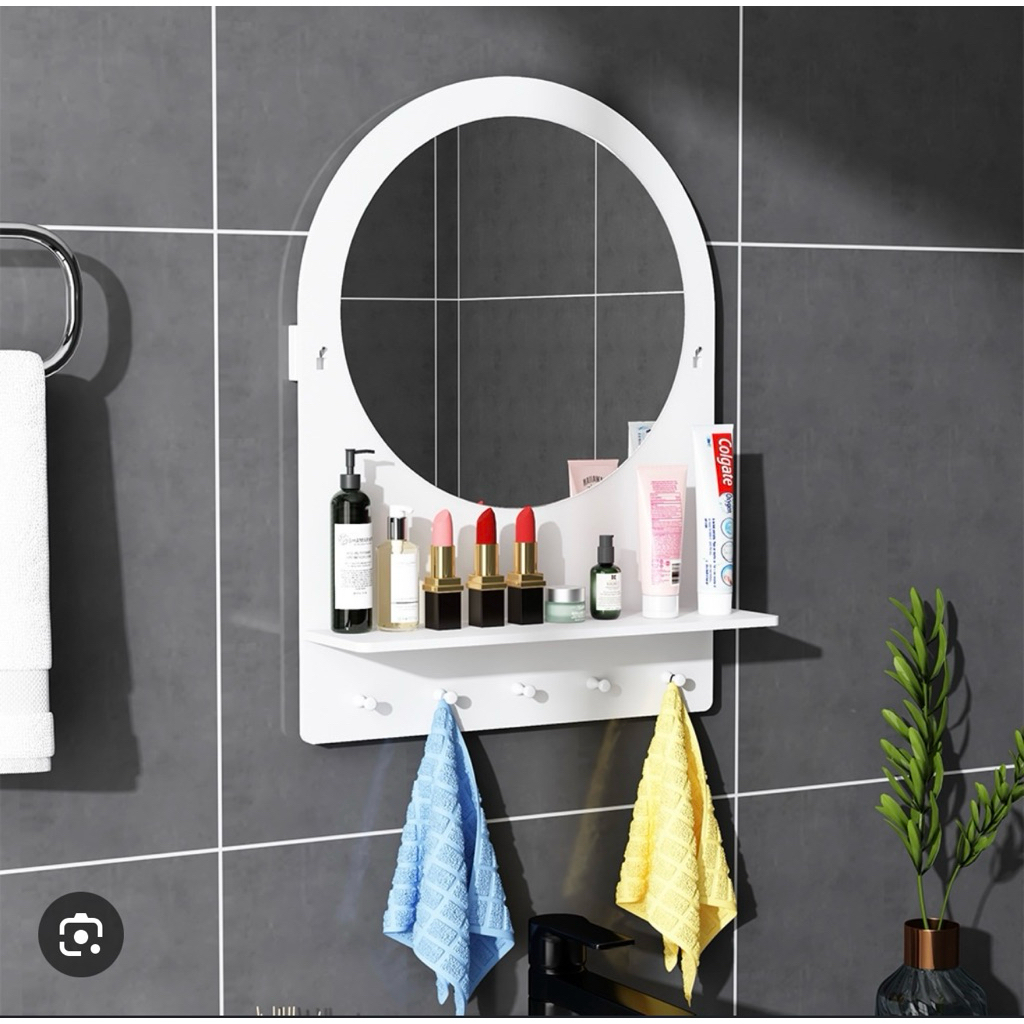 A5  Rak kosmetik gantung dinding Cermin skincare make up bedak shabby  bulat rak kosmetik cermin din