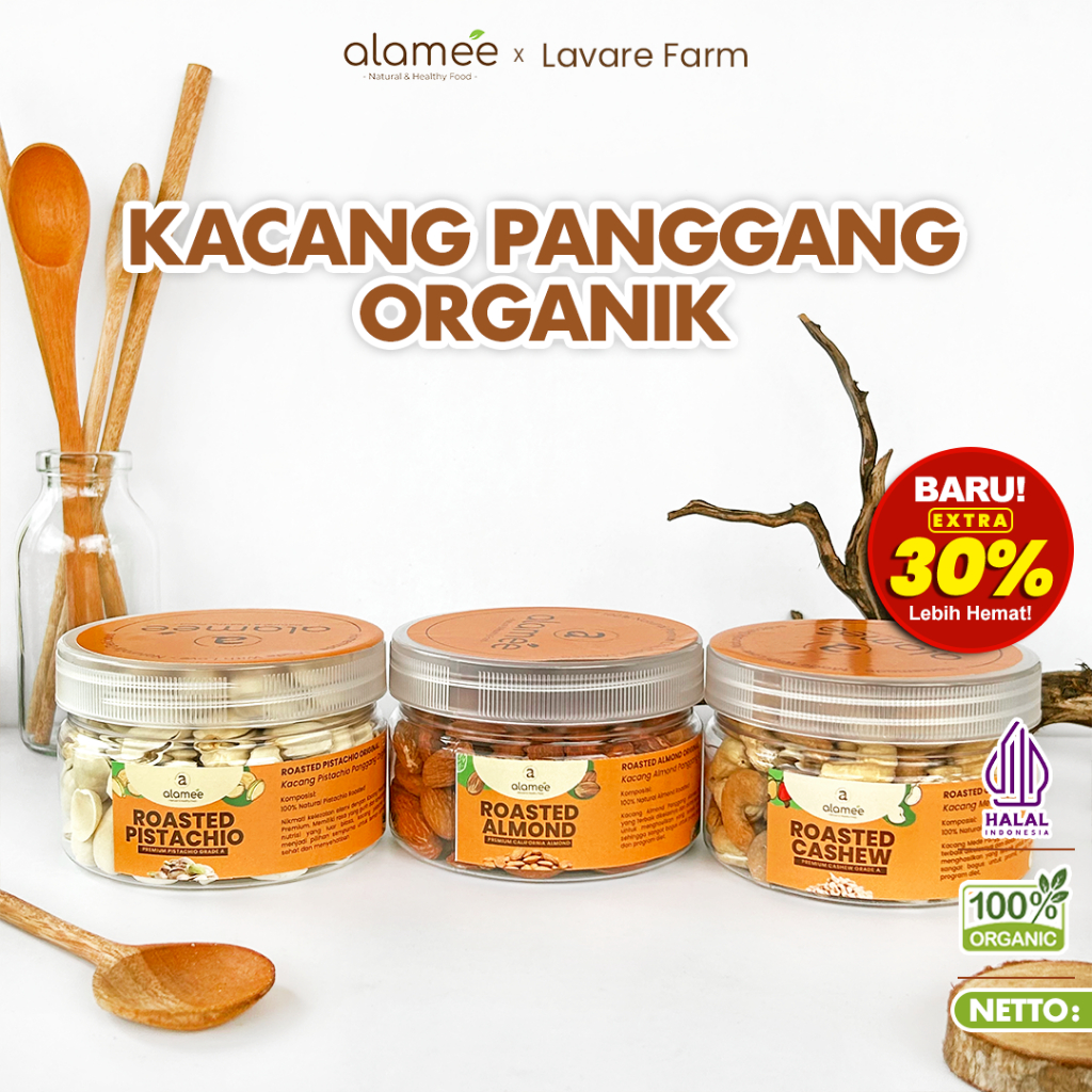 

ALAMEE Kacang Almond Mede Walnut Pistachio Panggang Roasted Siap Makan buma