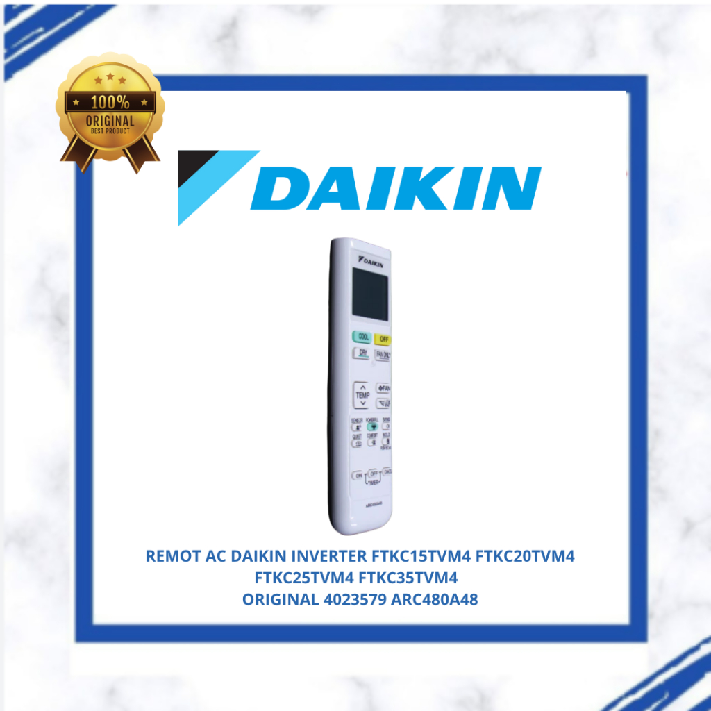 REMOT AC DAIKIN INVERTER FTKC15TVM4 FTKC20TVM4 FTKC25TVM4 FTKC35TVM4  ORIGINAL 4023579 ARC480A48