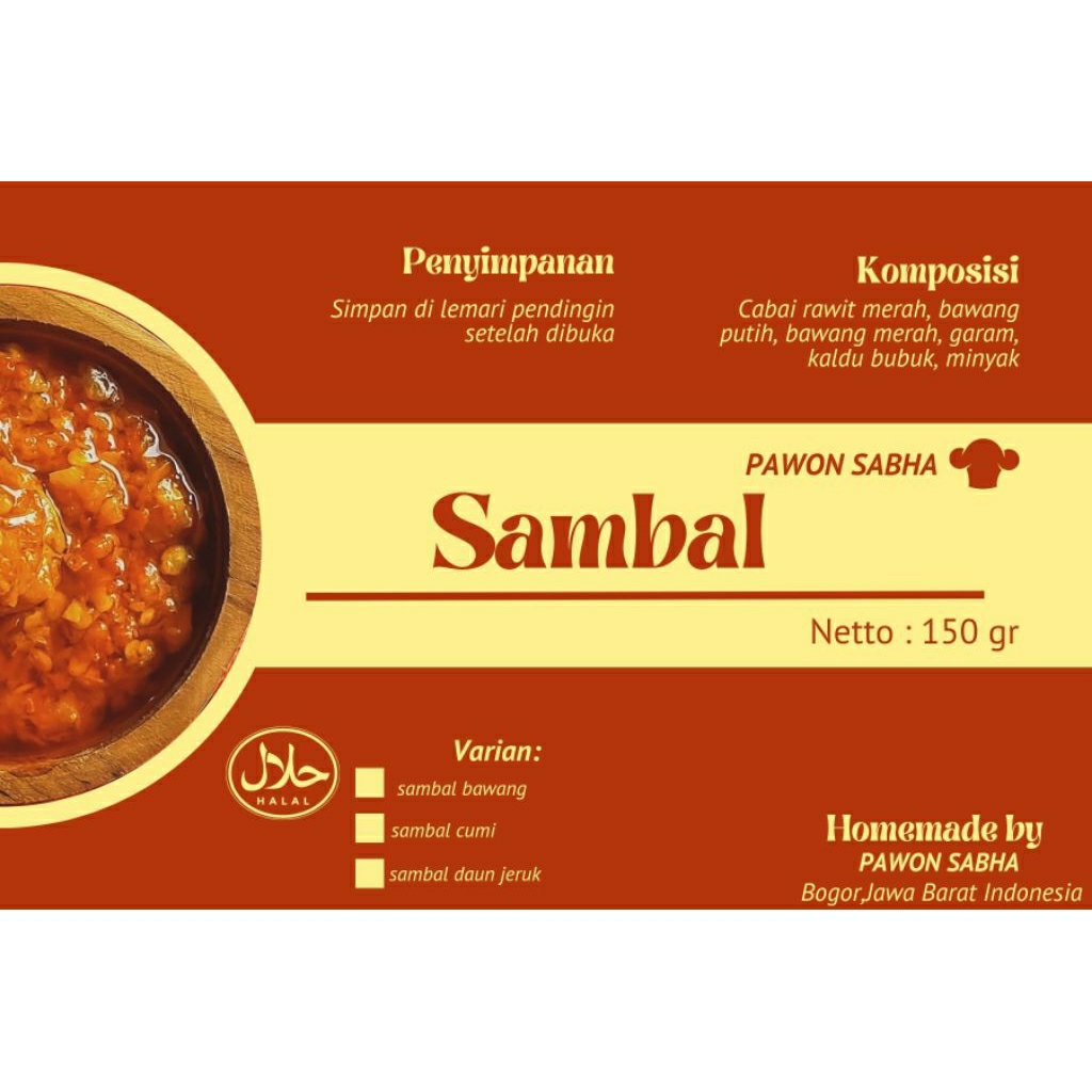 

SAMBAL HOMEMADE BY PAWON SABHA 150GR