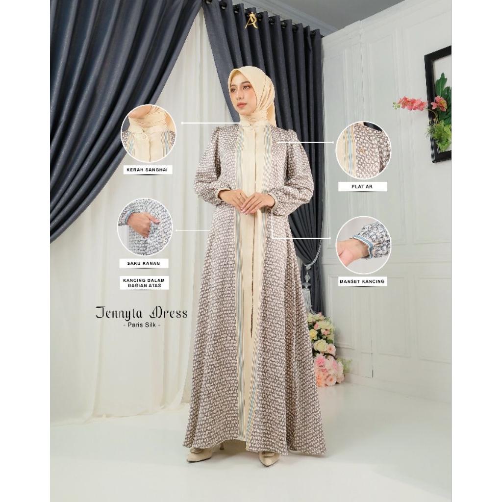 Ready ‼️ Dress Terbaru AR Rafi - Jennyta Dress - Gamis Motif Paris Silk - ORI By AR Rafi