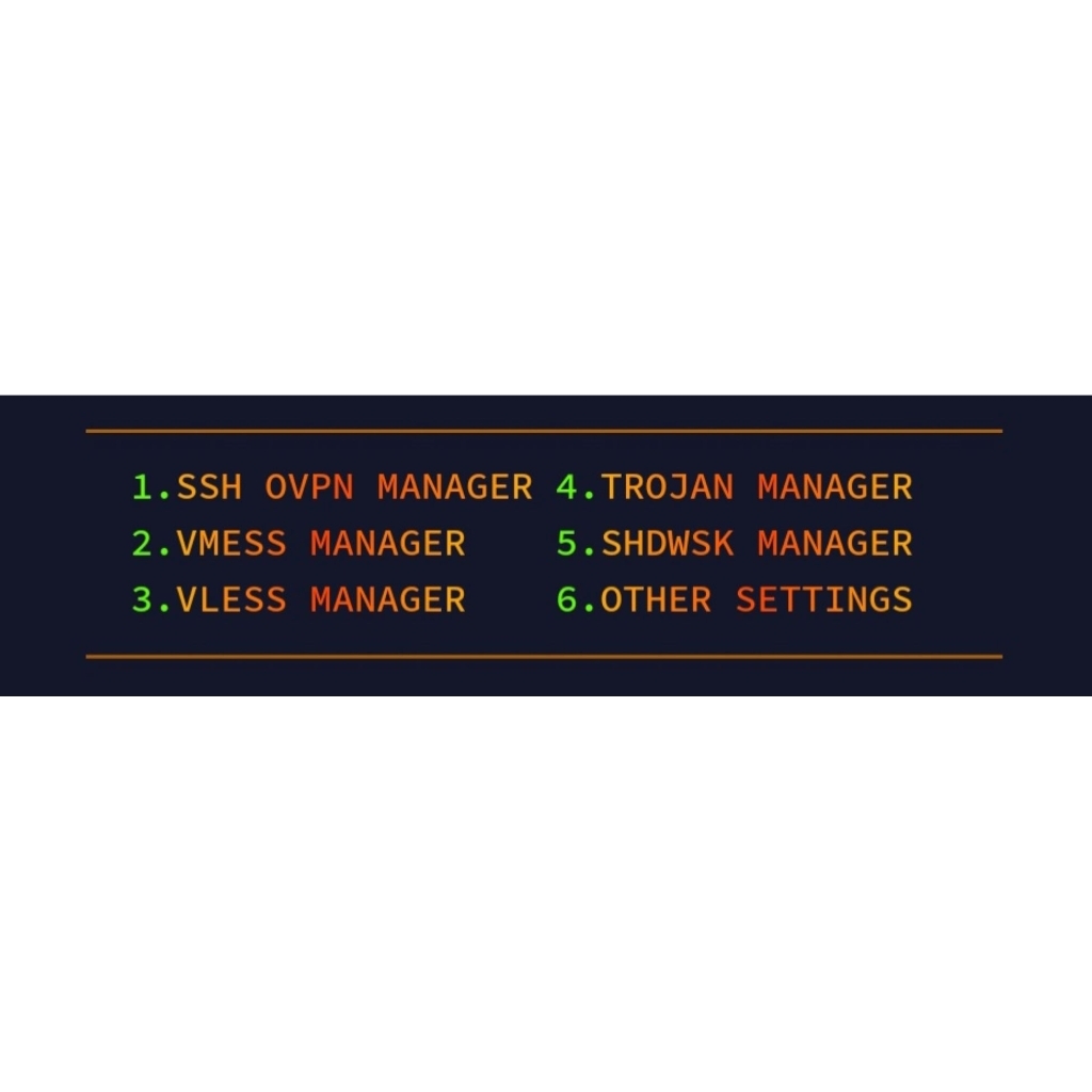 Akun premium VPN : SSH - VMES - VLESS - TROJAN - SHADWSK indo 30 hari