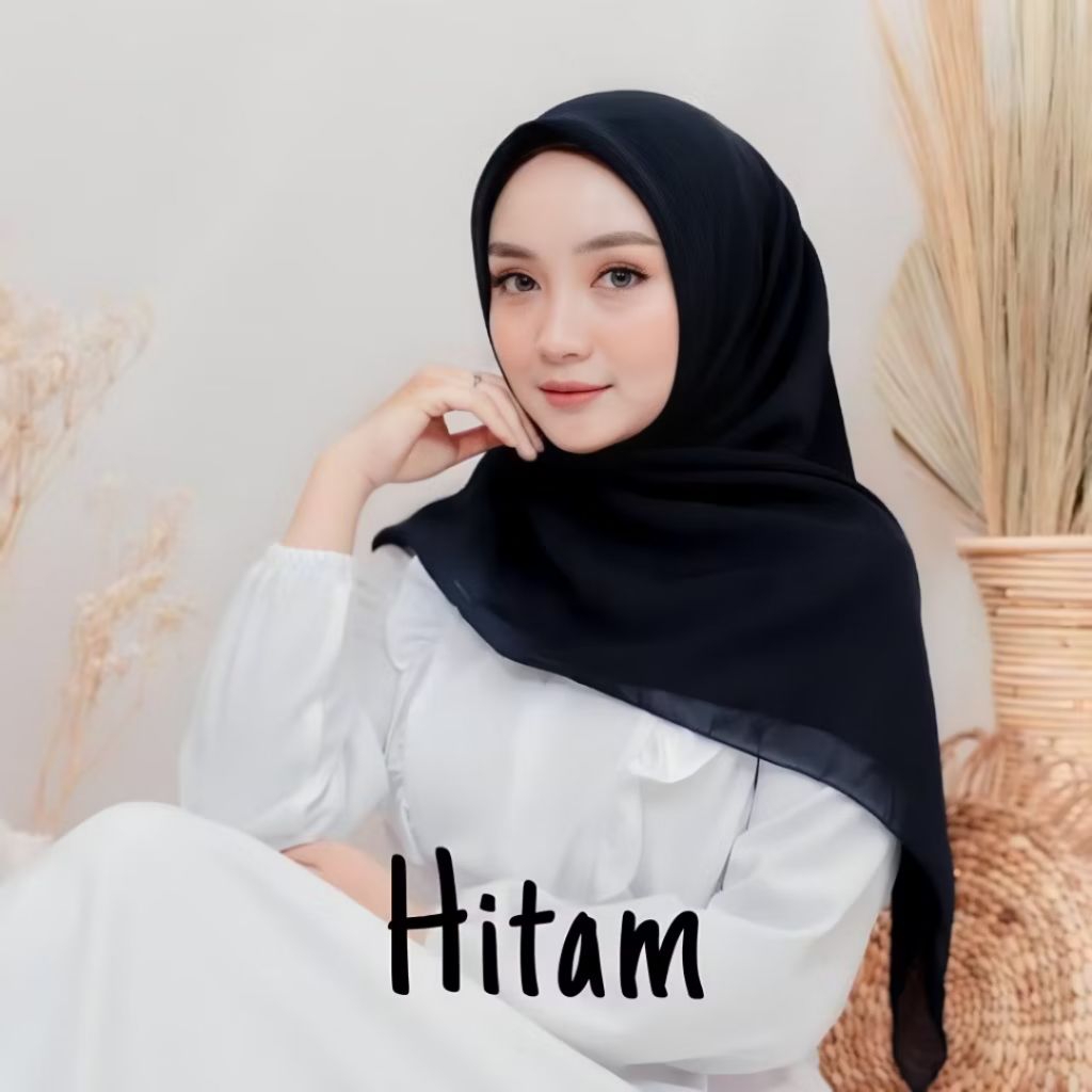 Hijab Bella Square | Kerudung Segi Empat Polos Warna Hitam