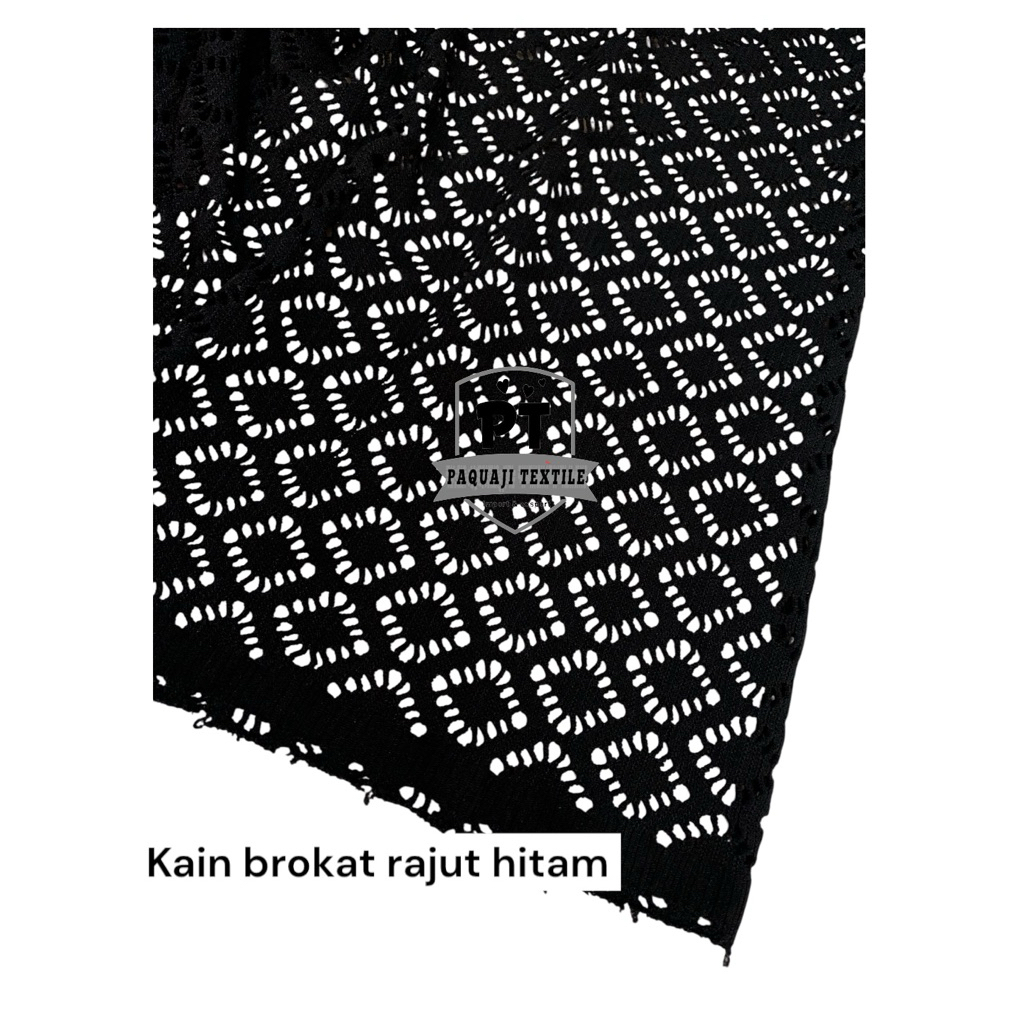 bahan kain brokat rajut hitam pekat/brokat motif mewah/brokat meteran termurah(harga tertera 50cm)