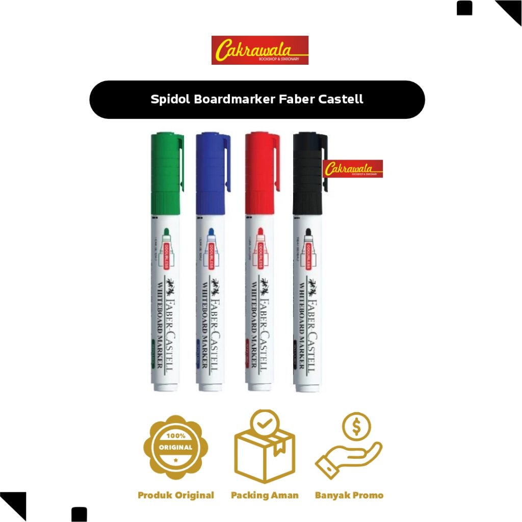 

Spidol Boardmarker Faber Castell | Spidol Whiteboard Tinta Hitam, Biru, Merah, Hijau | Mudah Dihapus