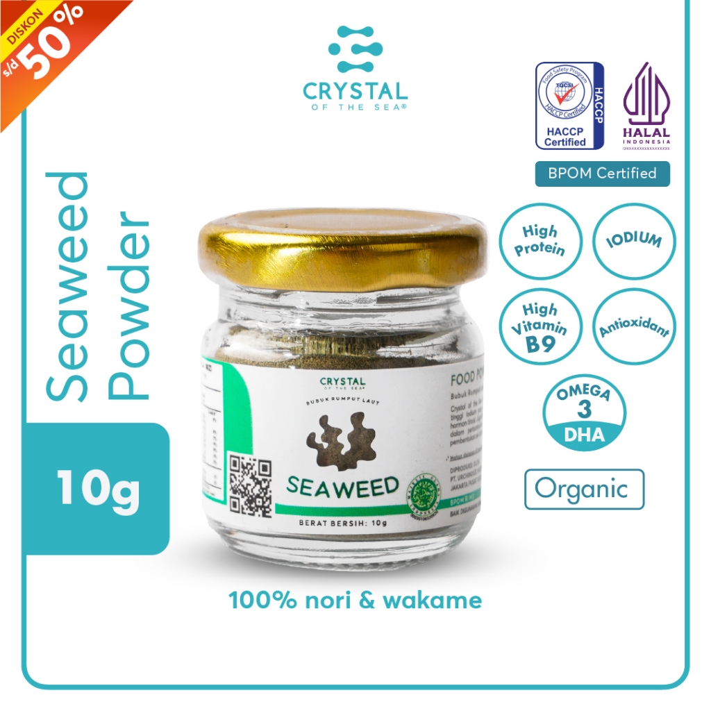 

Crystal of the Sea | Seaweed Powder (10GR) (40GR) / Bubuk Rumput Laut / Bubuk Nori - Taburan Sup MPASI NON MSG