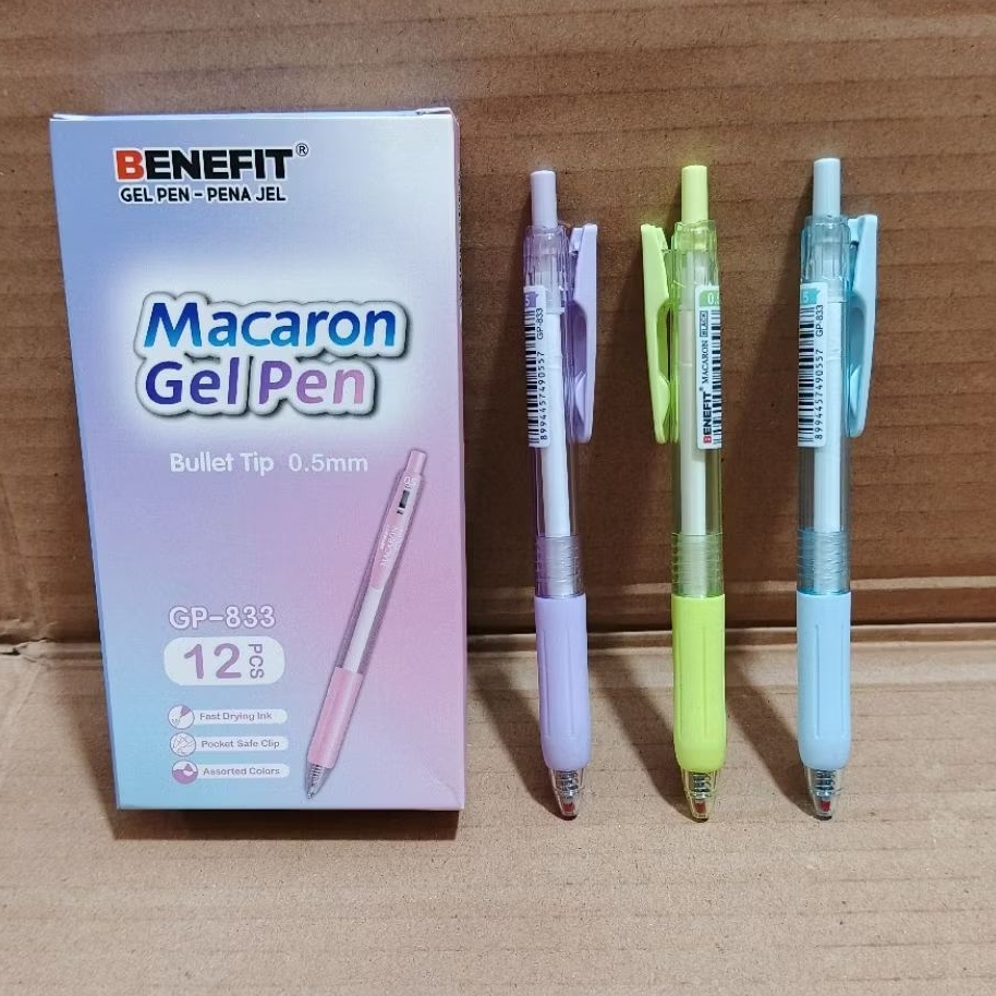 

1 Pak Pulpen Gel Benefit Macaron Isi 12 Pcs HITAM