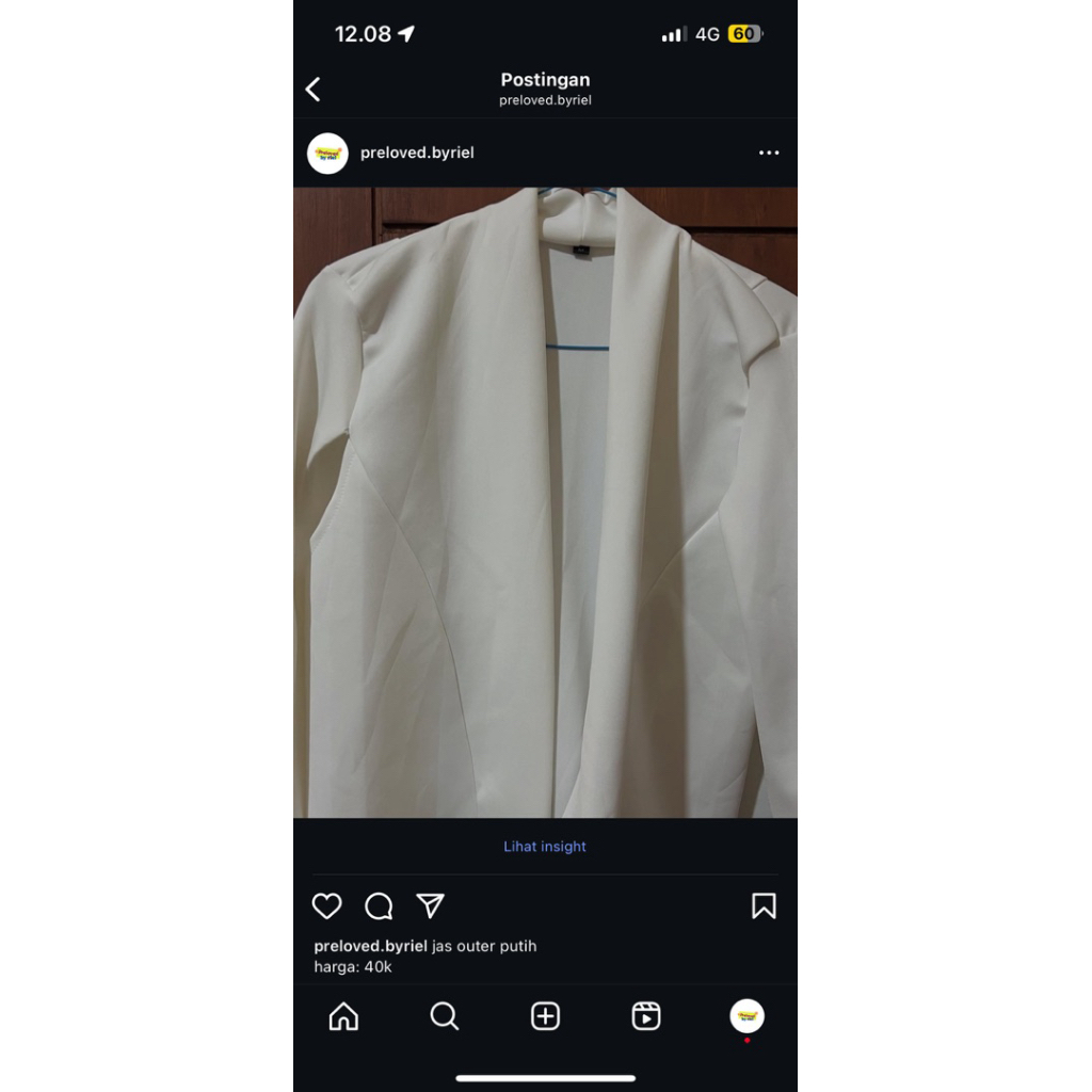 HYERIES CAPE blazer kerja wanita broken white preloved