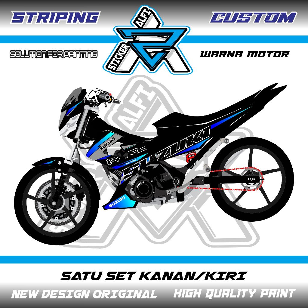 STRIPING VARIASI SUZUKI SATRIA FU FL 2013-2015  SAYAP FULL STICKER SIMPEL CUSTOM RACING MURAH
