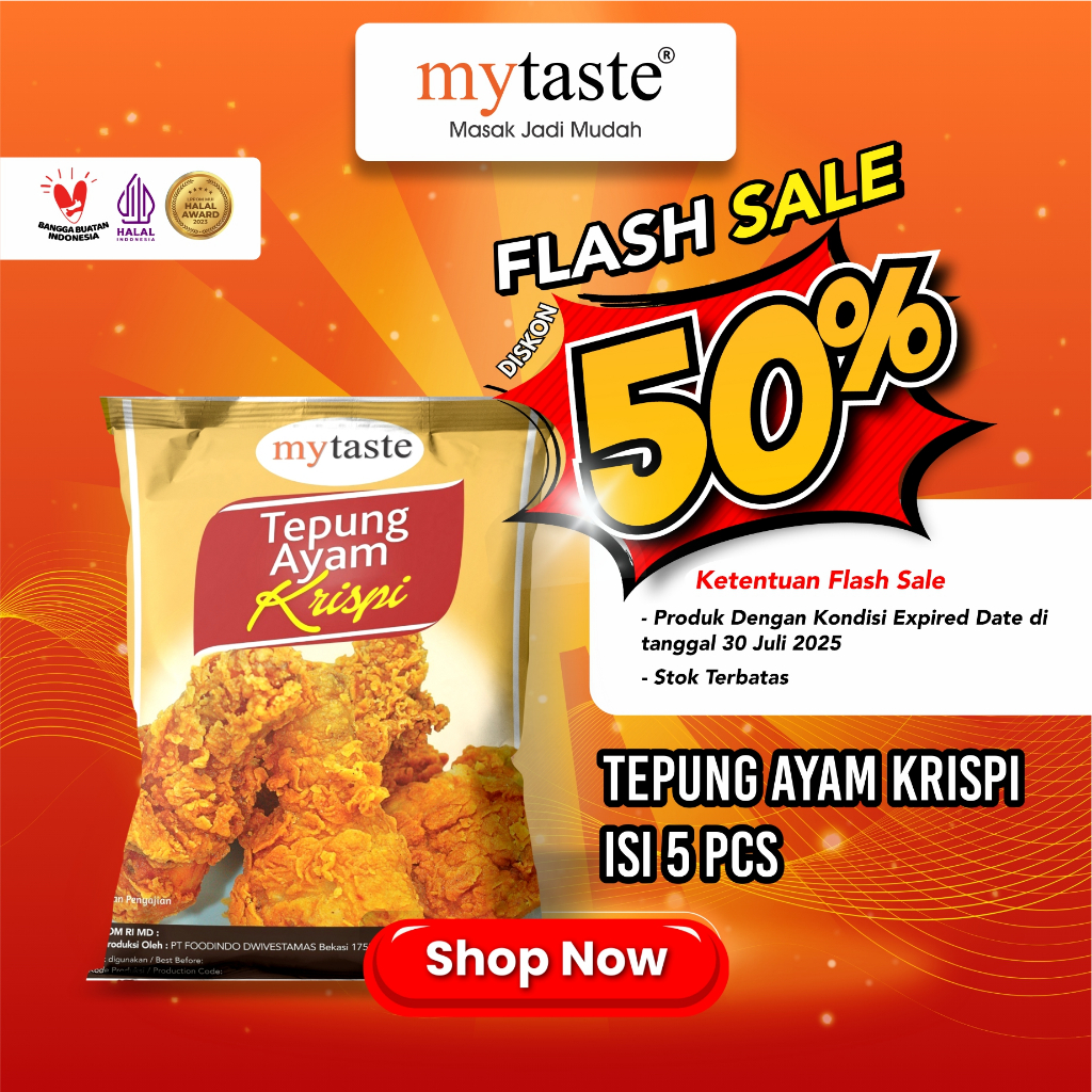 

MYTASTE TEPUNG AYAM KRISPI ISI 5 PCS 100G FLASH SALE DISKON 50 % NEAR EXPIRED DATE