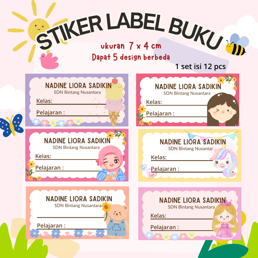 

(PO) Label Sticker Buku / Gambar Anak Laki Perempuan / Boy Girl Custom