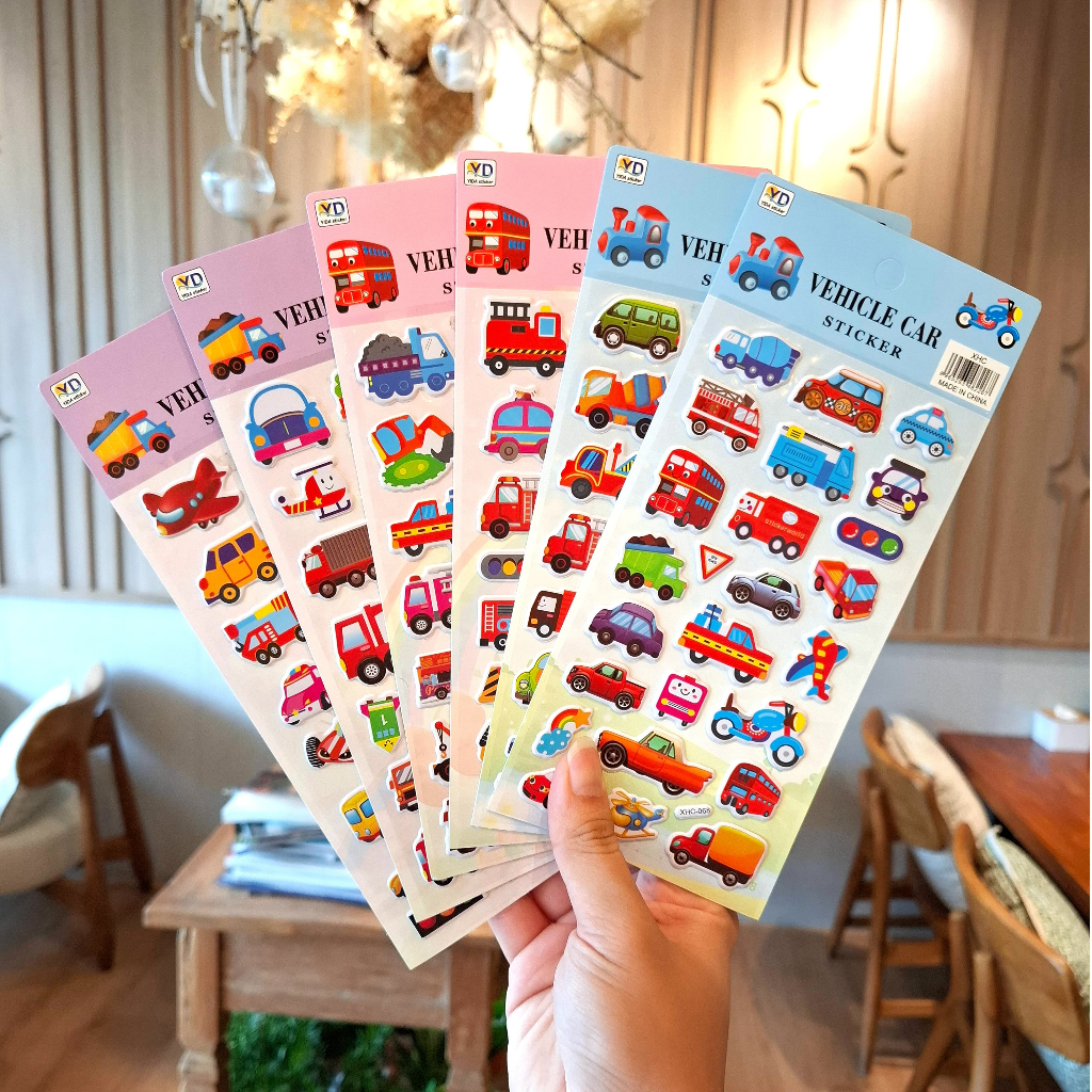 

[XHC] Gambar Tempel Sticker Timbul Stiker Anak Edisi Mobil Truk Kereta Bus Transportasi