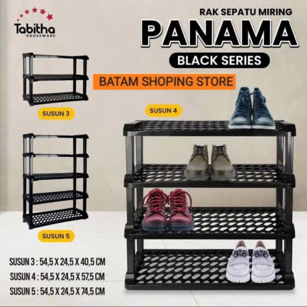 RAK SEPATU MIRING PANAMA BAHAN PLASTIK 3 4 5 SUSUN