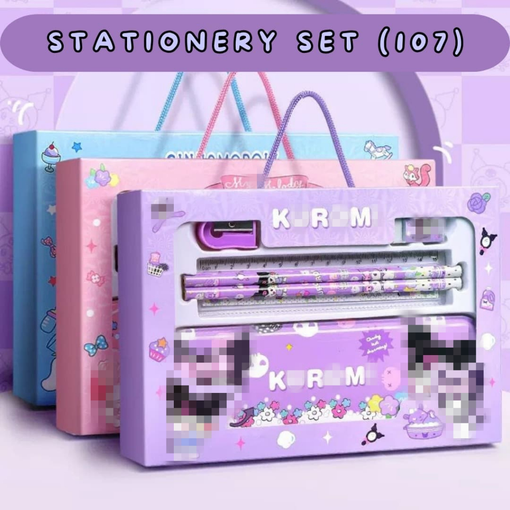 

Alat tulis Anak set Stationery Untuk Hadiah Anak Sekolah Motif Kareter Lucu / Alat Tulis Set Karakter kado notes kotak pensil rautan penggaris penghapus