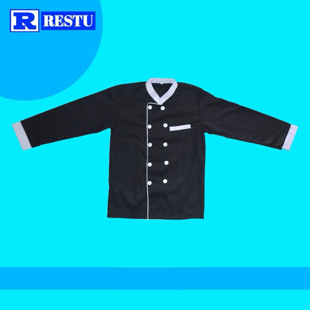 Baju Chef-baju koki-Baju koki lengan panjang-baju koki pria/wanita-seragam koki/koki hitam polos/kok