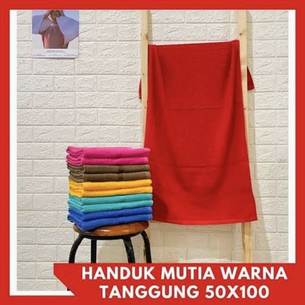 GROSIR Handuk 50x100 Mutia/MerahPutih Souvenir Hampers Wedding Promosi Bordir Tile