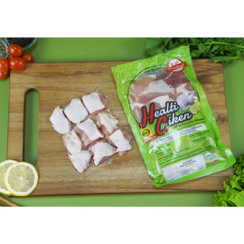 

HEALTI CIKEN Ayam Boneless Paha SKIN ON BITES MARINASI | Probiotik & Herbal Produk | Daging Ayam Sehat | Healti Ciken |400 - 500 gram / Pack