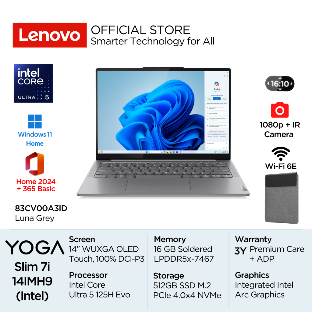 Lenovo Yoga Slim 7i 14IMH9 A3ID Intel Core Ultra 5 125H Evo Win11 16GB 512GB SSD 14" WUXGA OLED Touc