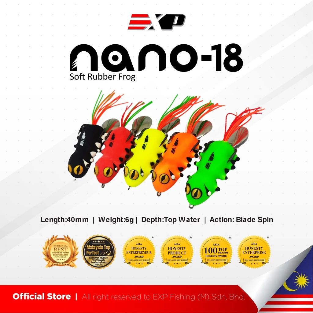 EXP Nano 18 Soft Frog umpan casting umpan gabus kodok tiruan umpan tiruan karet asli thailand gabus 