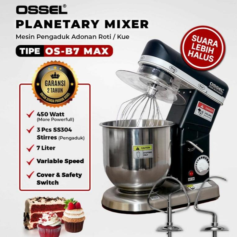 OSSEL Mixer 7 Liter Mixer Roti Mixer Rumah Mixer Usaha B7 ECO Planetary Mixer OSSEL