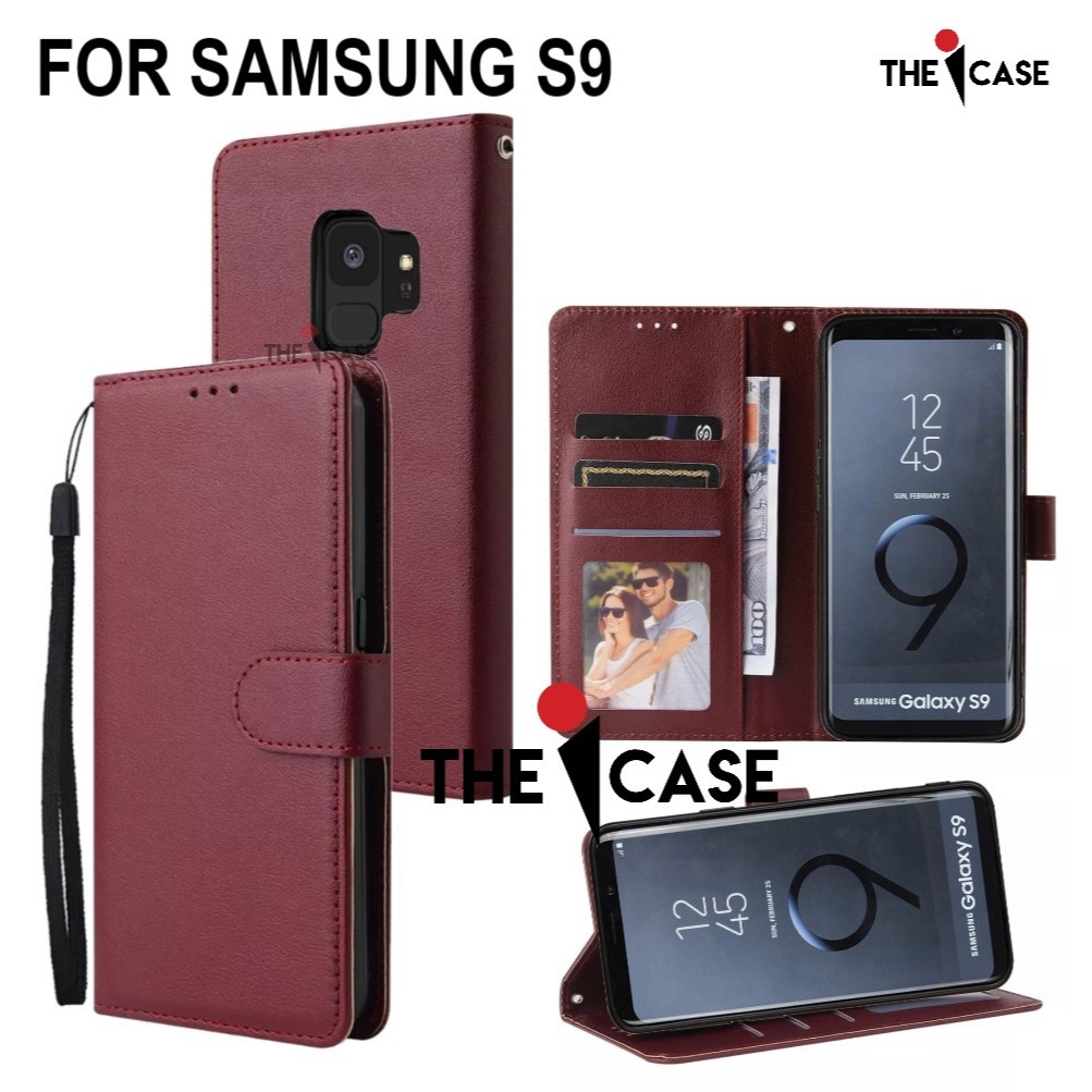 Casing samsung s9 model flip buka tutup case kulit ada tempat foto dan kartu juga tali hp flip cover