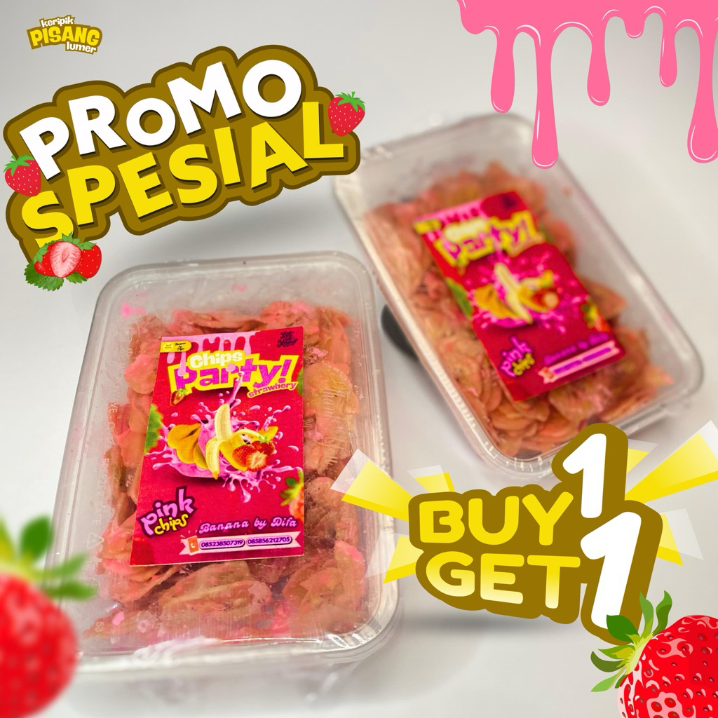 

(BELI 1 GRATIS 1) KERIPIK PISANG LUMER VARIANT STRAWBERRY
