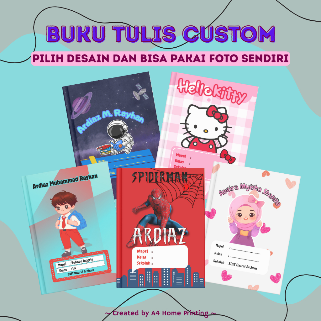 

Buku Tulis Custom Nama | Desain Custom Aesthetic dan Menarik | Bisa Pakai Foto Sendiri