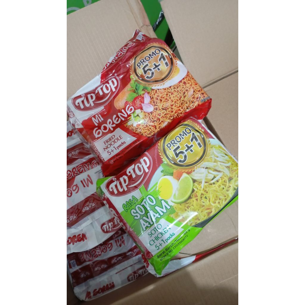 

Mie Tiptop goreng dan rebus ( harga 1 pack 6 bungkus )
