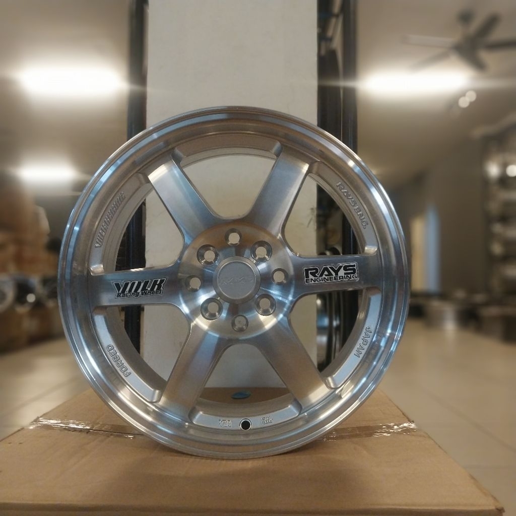 Velg Mobil Volk RaysTE37 Ring 16,H8x100/114.3 Lebar 7 ET 38 Silver Polish