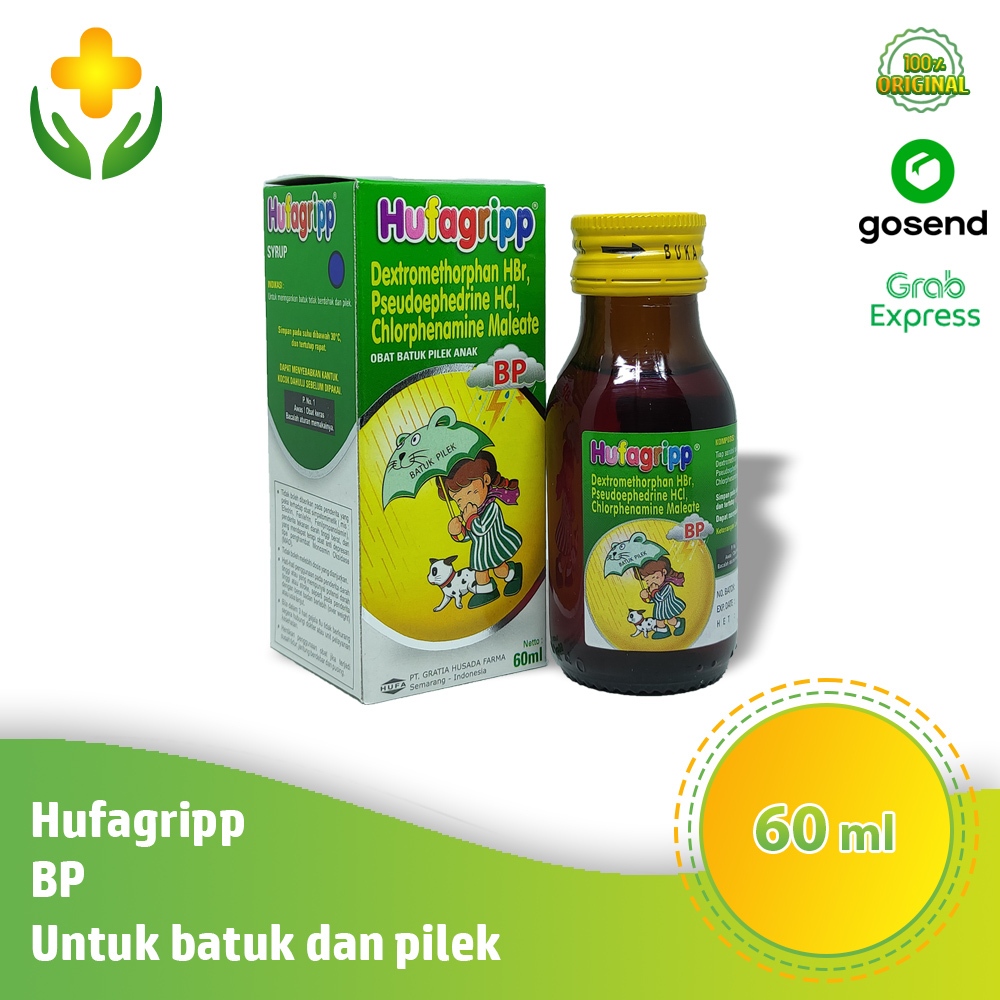 Hufagrip BP Batuk Kering Sirup 60 ml - Obat Batuk Kering Pilek Anak | Hufagrip Hijau Sirup