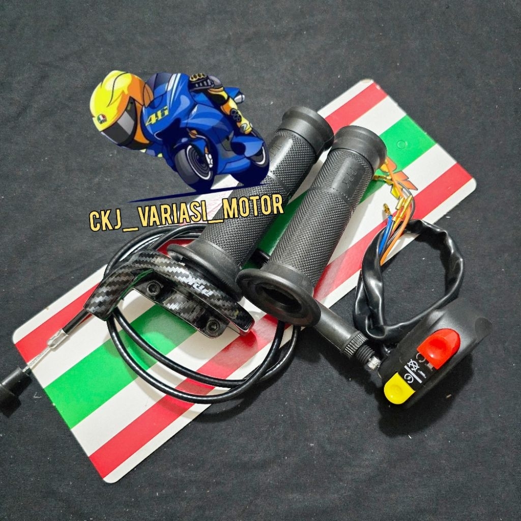 GAS SPONTAN CARBON UNIVERSAL ALL MOTOR PANJANG KABEL 90CM + SAKLAR KANAN C1627
