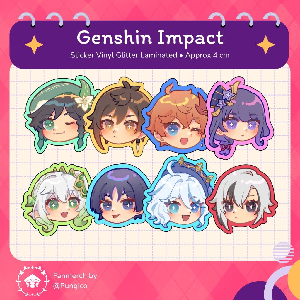 

[Pungico] STICKER VINYL Glitter Laminated || Genshin Impact Archon Fatui 4 cm
