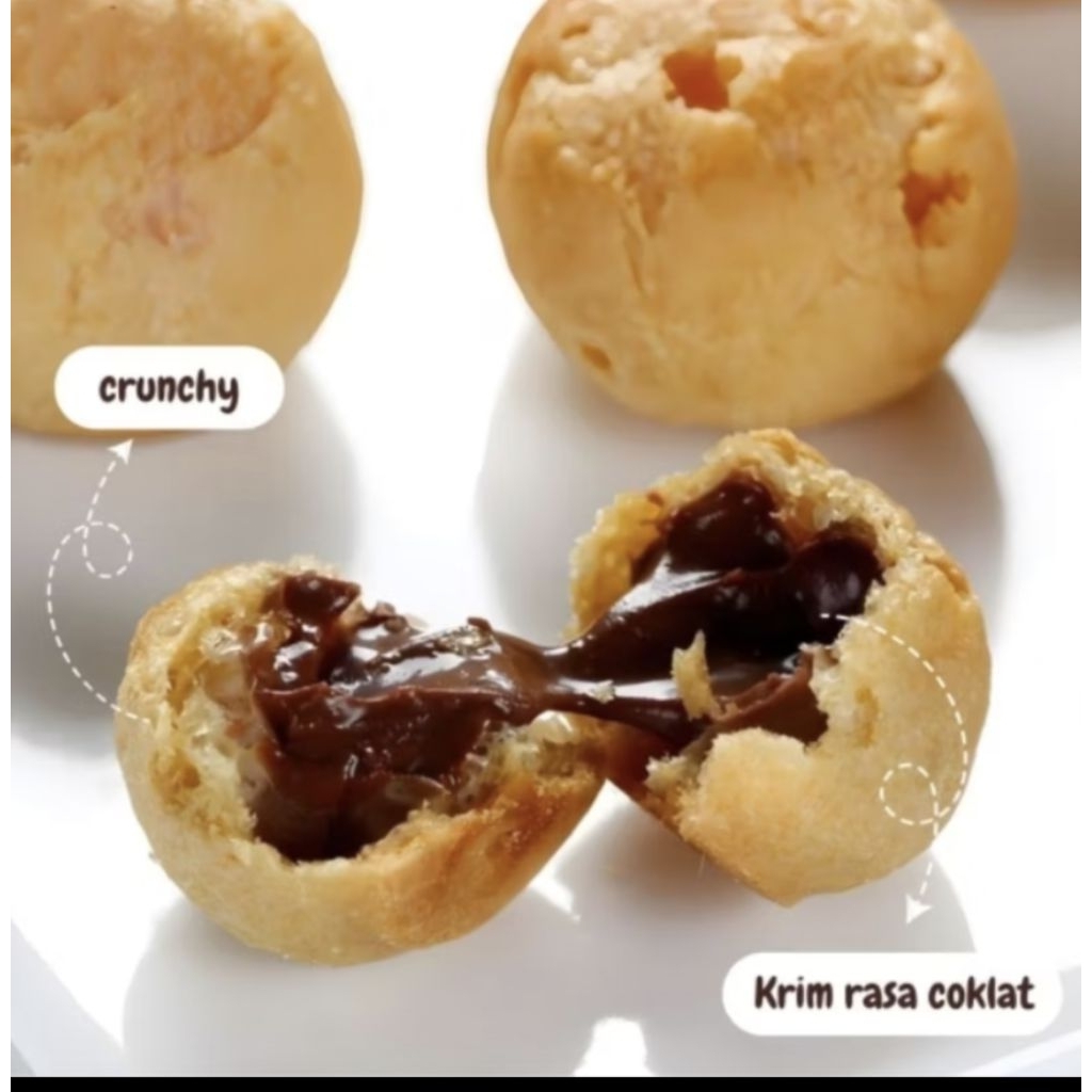 

Lezatoz_Genz Soes Coklat / Strawberry / 500 Gram / Mix Rasa / Halal Kue Sus Kering Isi Saus Coklat