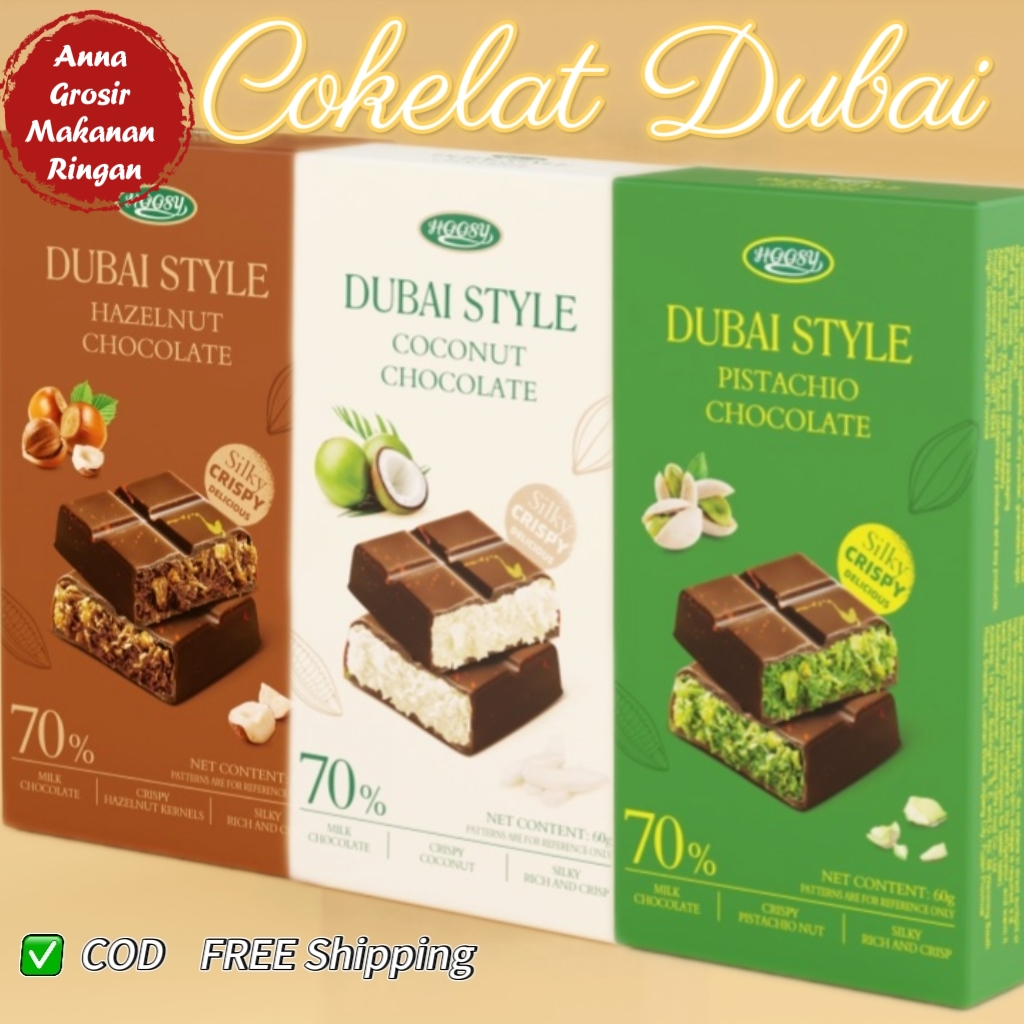 

[HALAL] [Grosir] HOOSY Cokelat Dubai Cokelat Pistachio/Cokelat Hazelnut/Cokelat COCONUT/ Berbagai rasa, kemasan independen, mudah dibawa Makanan halal impor berkualitas tinggi, camilan sehat dan lezat, bebas asam lemak trans 60g per kotak