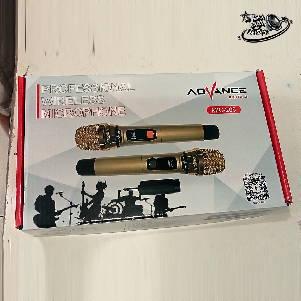 Mic Wireless Advance206  / Microphone Karaoke Jernih Mix Wireless - Original ADVANCE 206 Mic Wireles