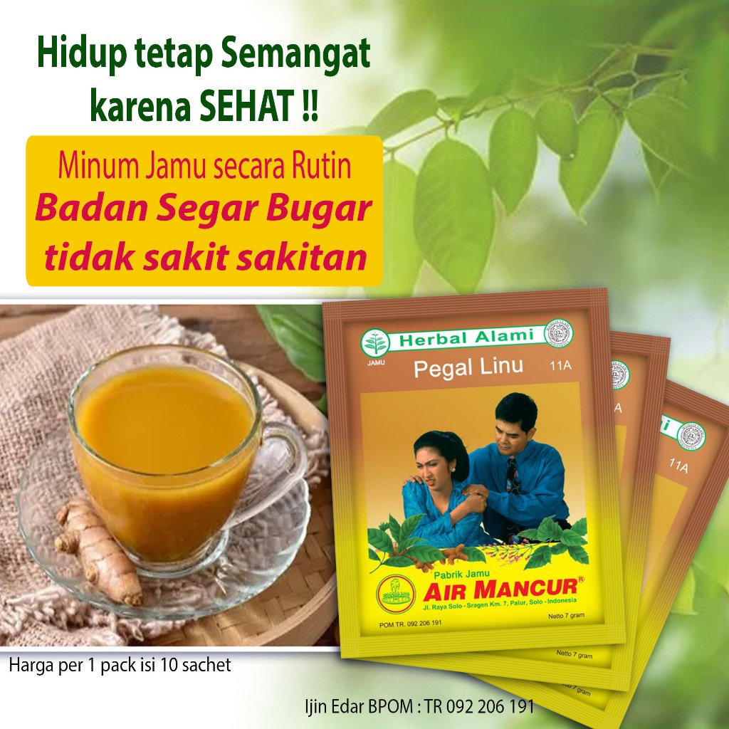 

TERLARIS Jamu capek Pegal linu meringankan melemaskan otot kaku punggung pinggang kaki melancarkan peredaran darah menghilangkan lelah letih dan lesu Minum jamu herbal secara rutin badan selalu sehat segar dan bugar ~ Jamu pegal linu air mancur 100% ASLI