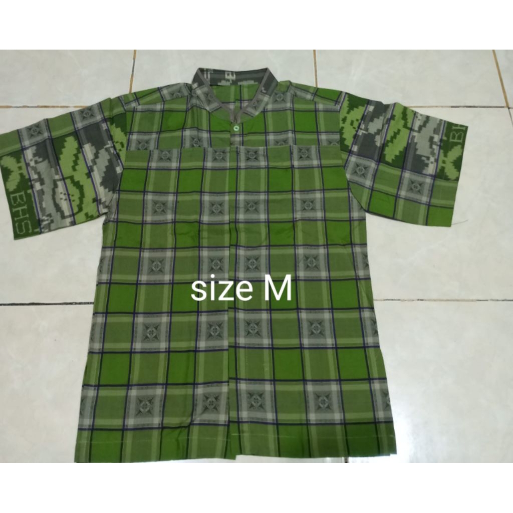kemeja koko lengan pendek dr sarung bhs tmb full sutra spunslik bekas