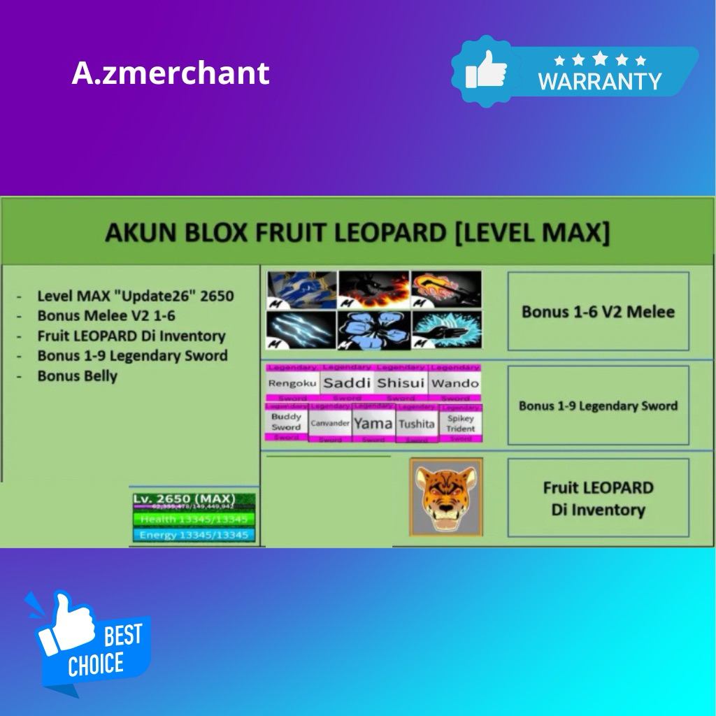 Akun Blox Fruit LEOPARD [Level MAX]