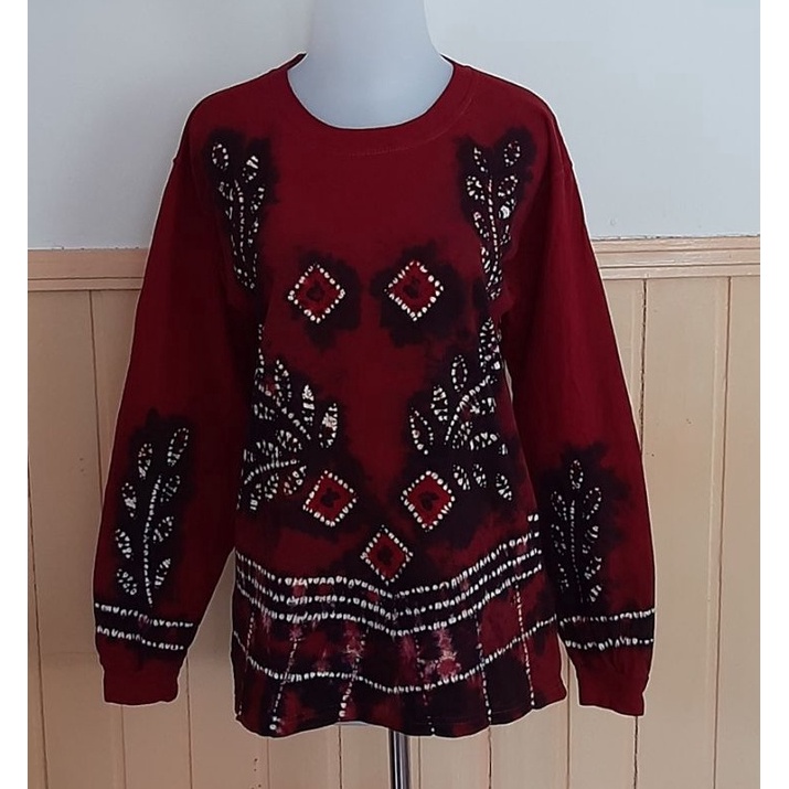 KODE S65S Kaos Sasirangan Banjarmasin Kaus Batik Jumputan Katun Wanita Pria Lengan Panjang Uk S M L 