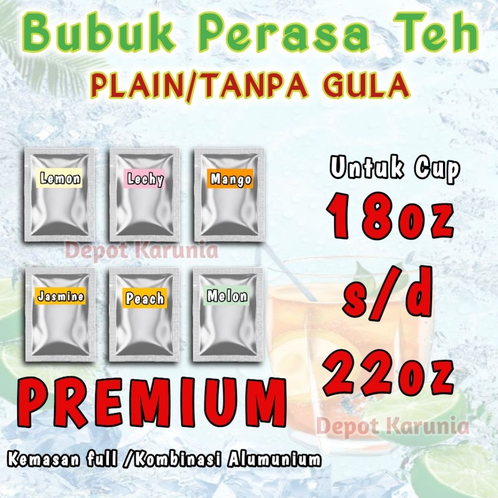 

Bubuk Minuman Perasa Teh Aneka Rasa Buah Mango Lechy Lemon Jasmine Markisa Untuk Cup 16oz dan 22 oz