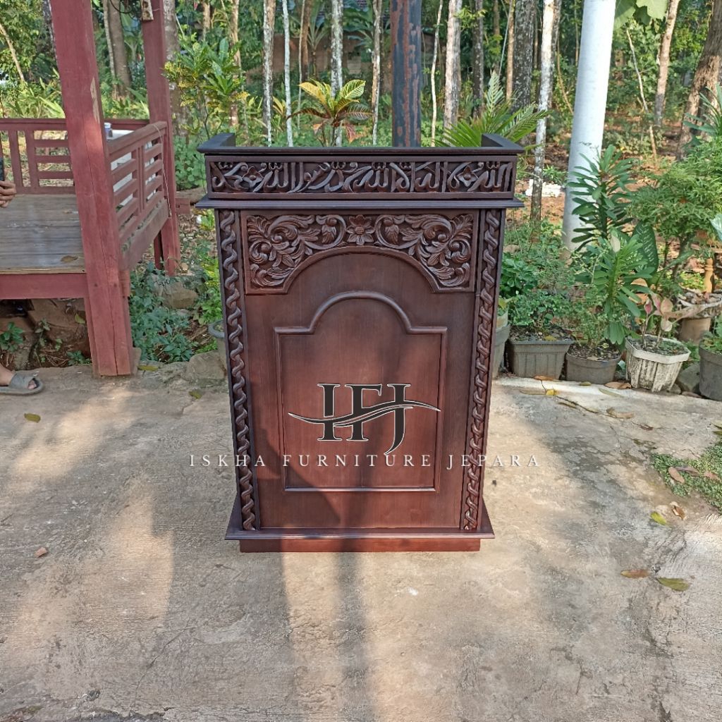 MIMBAR PODIUM JATI_PODIUM MASJID JEPARA