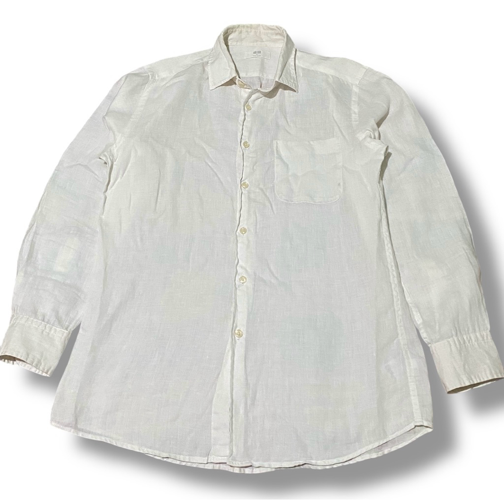 UNIQLO Kemeja Linen Casual Putih Preloved