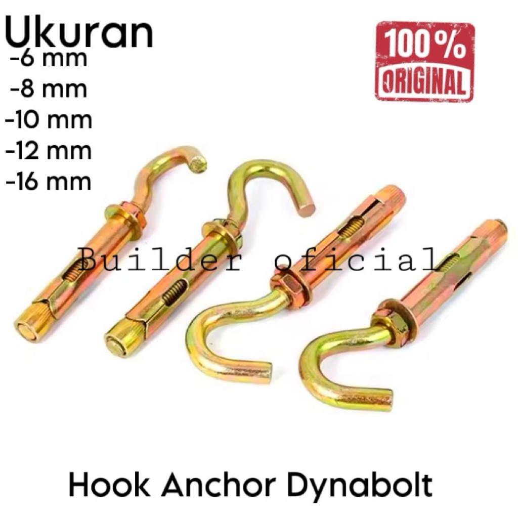 Hook Anchor Dynabolt 6mm 8mm 10mm 12mm 16mm Dynabolt Anchor Bolt Original Gantungan Tanam