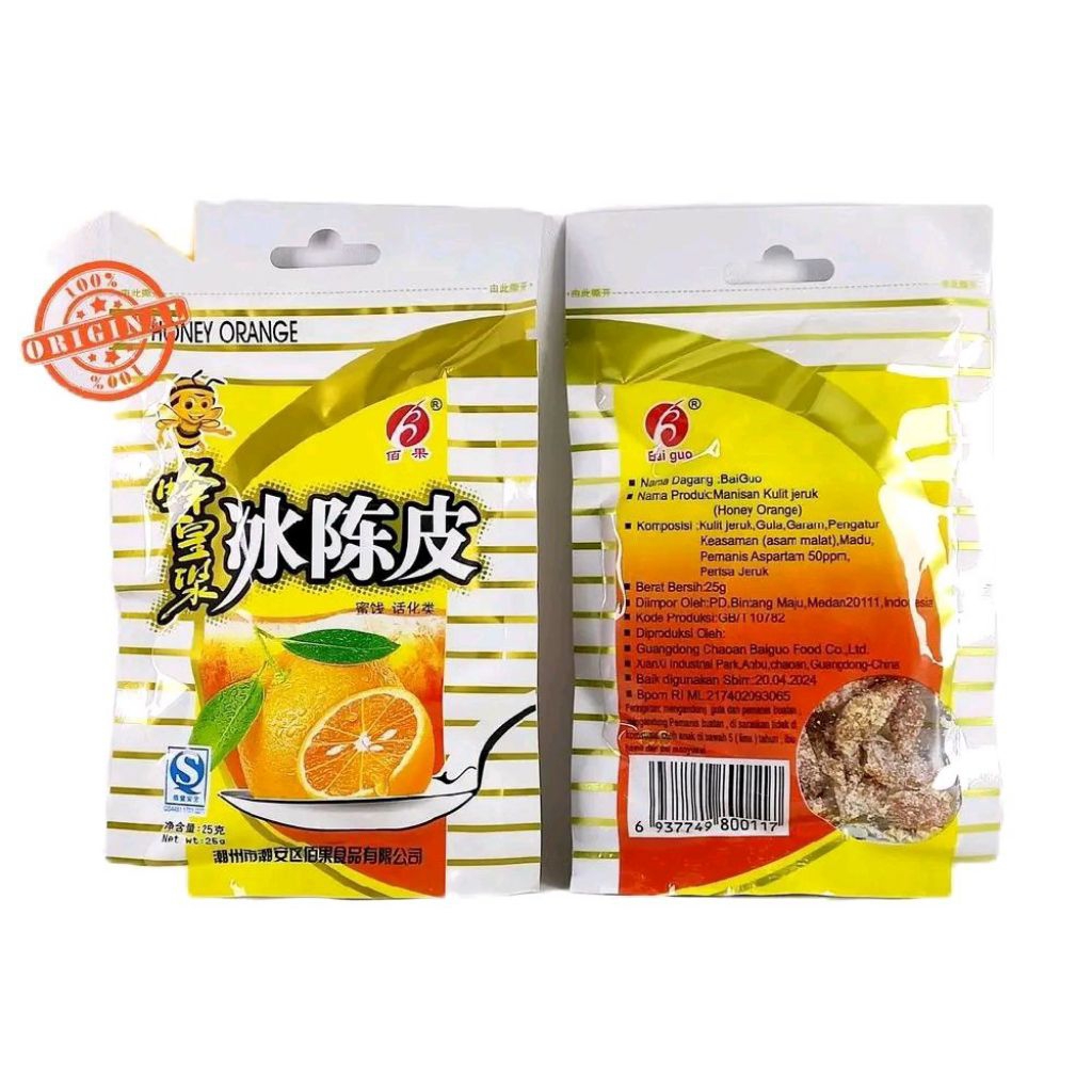

MANISAN KULIT JERUK 25GR Bai Guo HONEY ORANGE