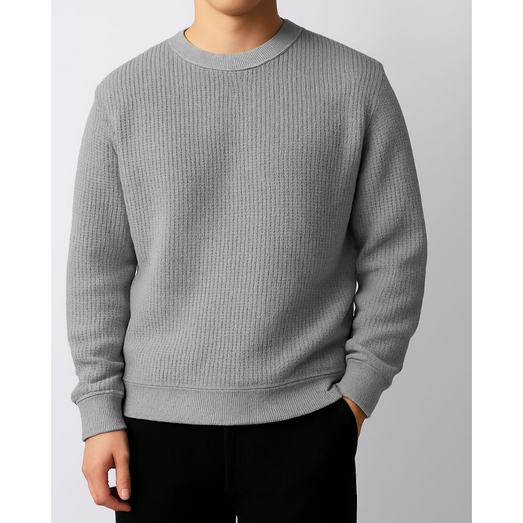 Sweater Crewneck Wafle Pria Crewneck Pria Wanita Unisex