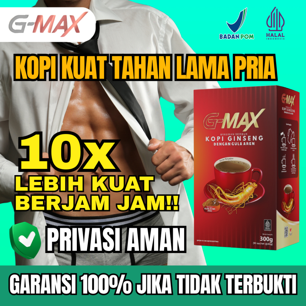 

GMAX MINUMAN KOPI STAMINA PRIA TAHAN LAMA GINSENG ALAMI HALAL BPOM 100%