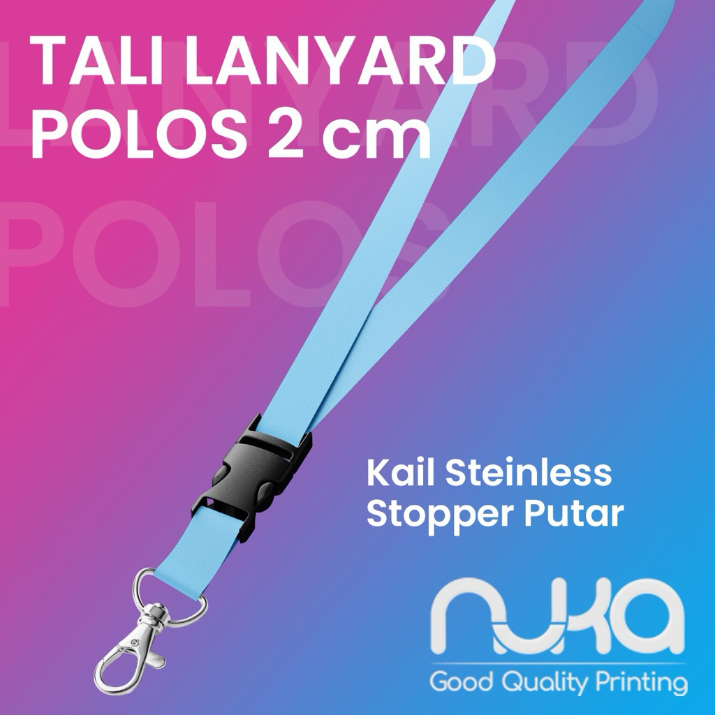 

Tali Lanyard Polos 2 cm Stopper Putar