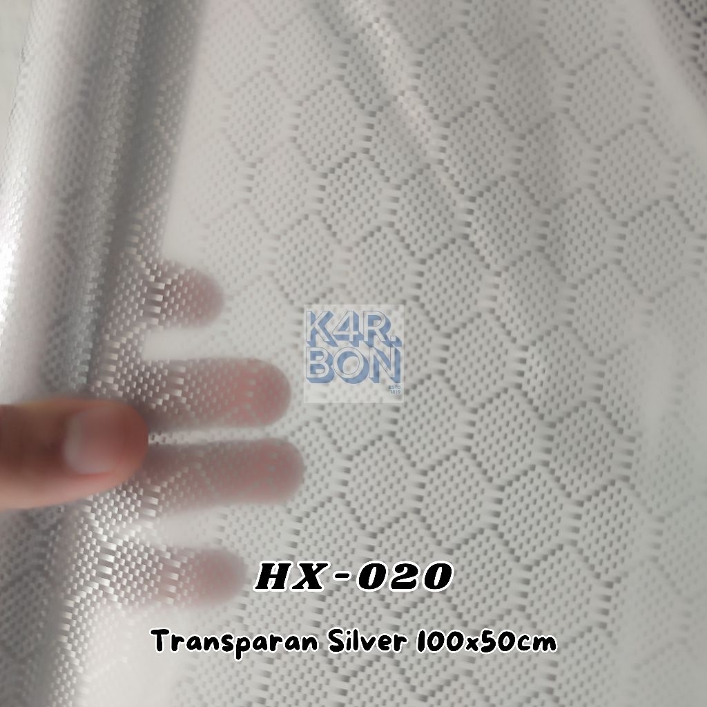 Carbon Celup WTP Water Transfer Film Hexagon Silver Transparan