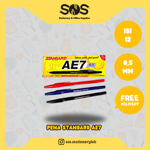 

Pena Standard AE7 Hitam, Merah, Biru