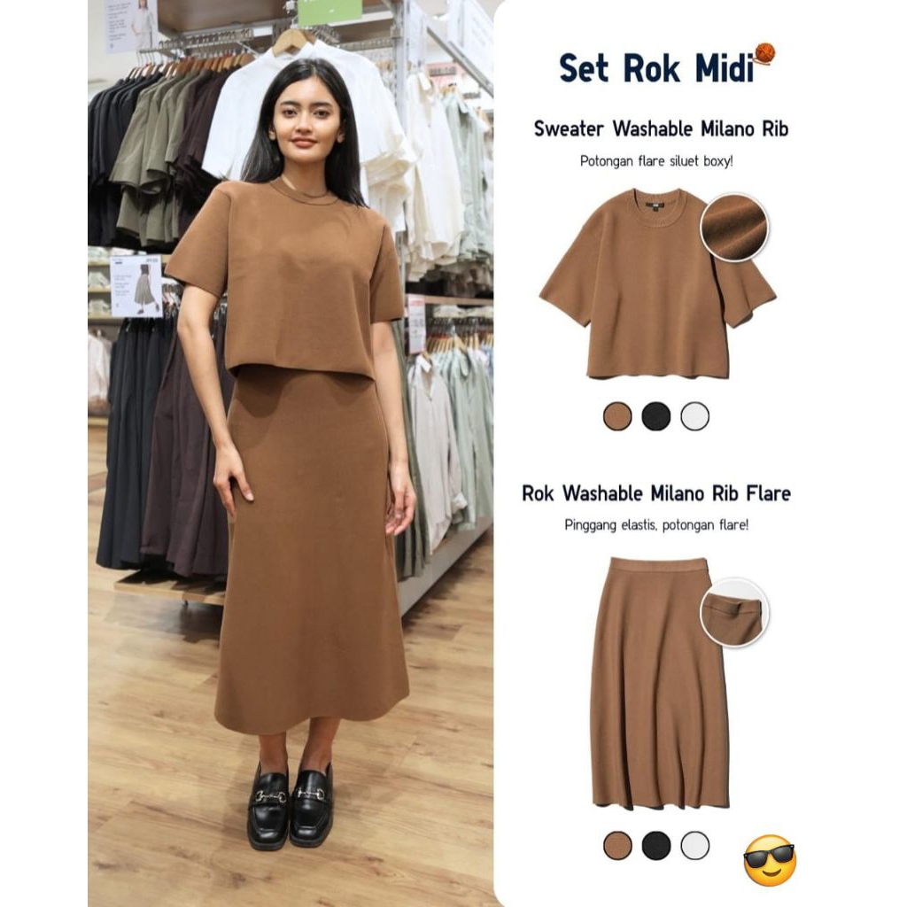 UNIQLO Rok MILANO Rib Flare Knit Skirt Original